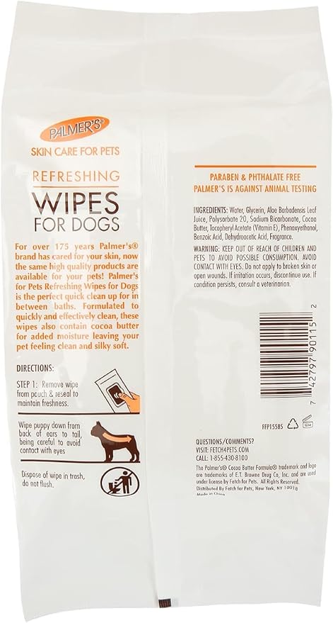 Palmer’s for Pets Cocoa Butter Formula Refreshing Wipes for Dogs and Puppies - Paraben Free, Phthalate Free Dog Grooming Wipes with Vitamin E, Gentle Daily Use, 100 Count - 3 Pack