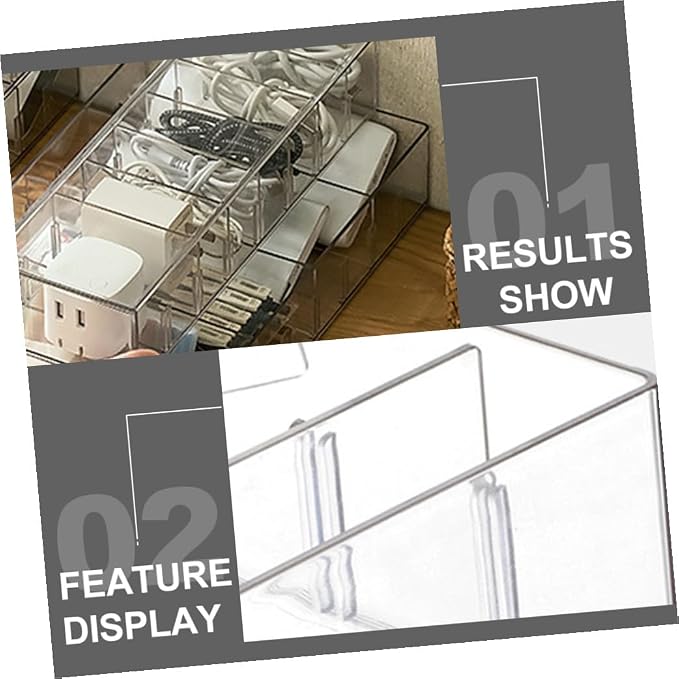 Mikikit 1pc Power Line Storage Case Multi Grid Organizer with Lid Practical Wire Storage for Home Office Durable Pet Material for Cable Management