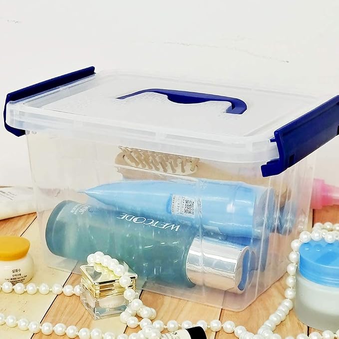 3 L Clear Storage Box, Small Plastic Storage Latch Boxes, 6-Pack