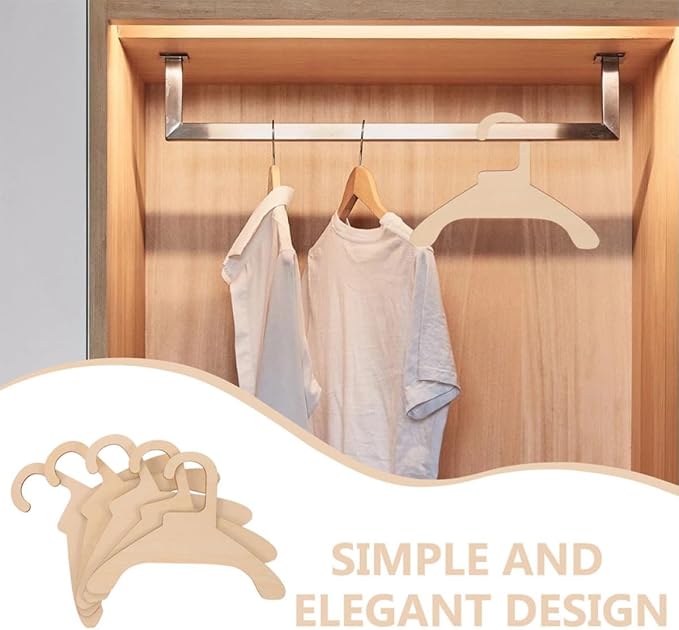 5pcs Pet Clothing Wooden Hanger 6.3 Inch 16cm Small Garment Rack | Universal Size Design, Lightweight Wood Build, Non-skid Support