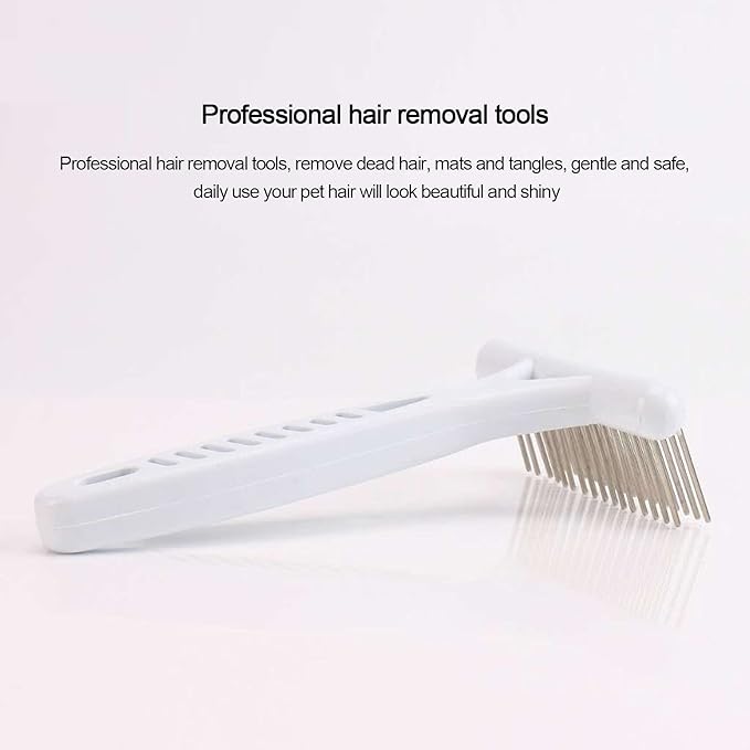 Cyrank Pet Double Row Rake, Dog Deshedding Dematting Brush Comb Undercoat Rake for Short or Long Hair Pets Gentle Grooming Tool for Thick Coats Golden Retriever Husky Sheepdog Beagle