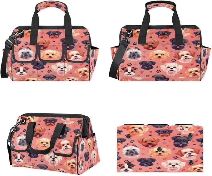 Dogs Heavy Duty Tool Bag 14.8 Inch Cute Portable Soft Tool Box Organizer Storage with Adjustable Shoulder Strap