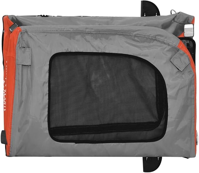 Pet Bike Trailer Orange and Gray Oxford Fabric Dog Bicycle Trailer with Iron Frame, 3-Wheel Pet Cargo Carrier for Small Dogs and Groceries, Includes Safety Flag and Reflectors