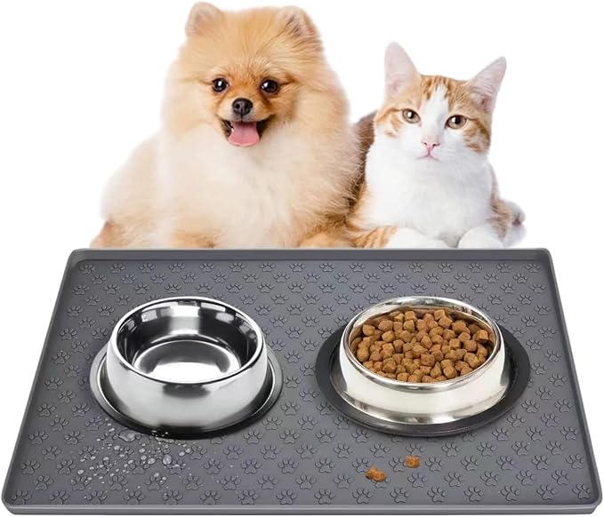 Waterproof Silicone Under Sink Mat Pet Cat Puppy Essentials (Dark Gray, 19'' x 12'')