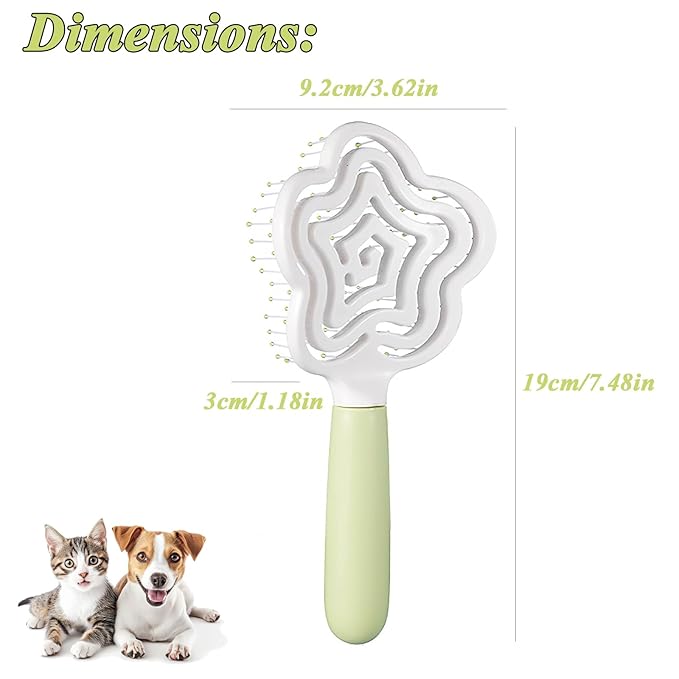 Star Shape Small Dog Brush - Soft Grooming Puppy Massage Brush, Pet Hair Bathing Brush Comb, Hangable Grooming Tool for Poodles, Teddy, Yorkies, Maltese, Shih Tzu, Chihuahua (Green)