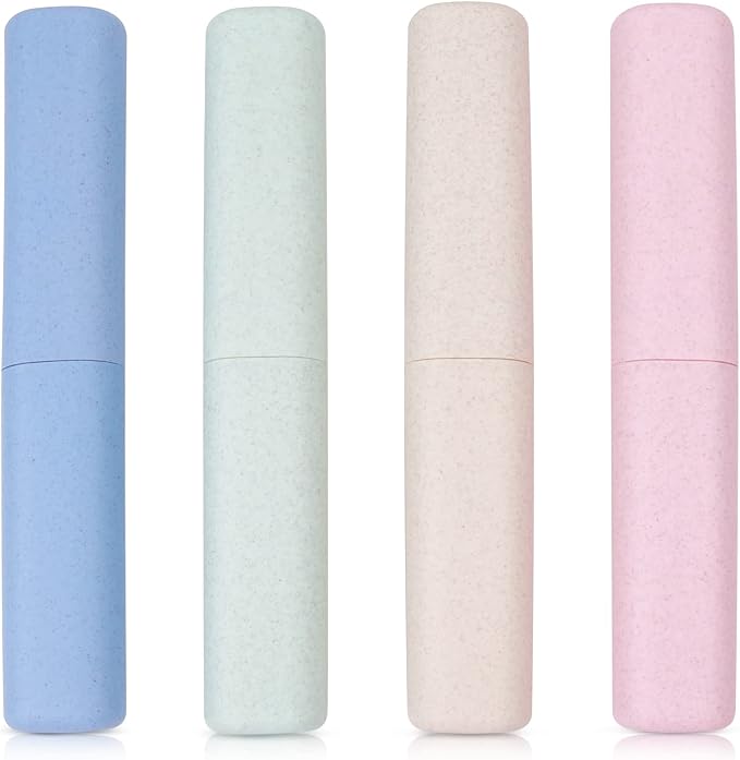 Hooqict 4 Pack Travel Toothbrush Case Portable Travel Toothbrush Holder Plastic Toothbrush Container Protector Cover Case for Traveling, Bathroom, Camping, Home, School, Business