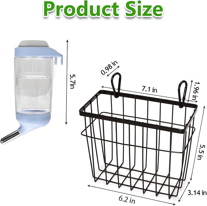 SANGLE SOPFFY Rabbit hay Feeder Small Animal Feeding Set with 350ml Water Bottle, Hay Rack for Guinea Pigs, Chinchillas