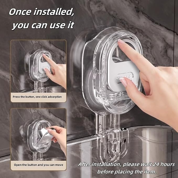 No-Drill Bathroom Suction Storage Box,Large Capacity & Strong Load-Bearing,Removable Shower Basket,Glacier Pattern Suction Cup Shower Caddy Hanging Shower Shelf Organizer (gray 1pcs)