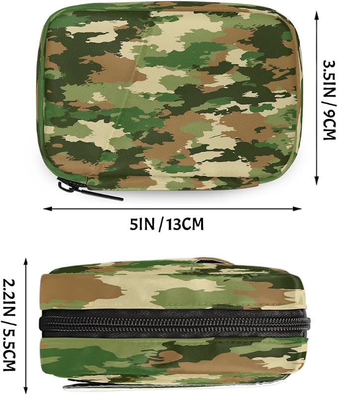 Weekly Pill Organizer Travel Size Bag with Removable 7 Day Pill Box Portable Vitamin Case Purse with Zipper,Textured Camouflage