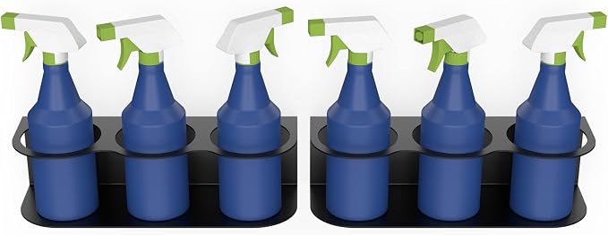 6 All-Purpose Spray Bottle Holder | Easy Install Wall Mount Hardware Included | Heavy-Duty Powder Coated Steel Storage Rack for Garage And Home | Craft Workspace Paint Bottle Organizer USA Made
