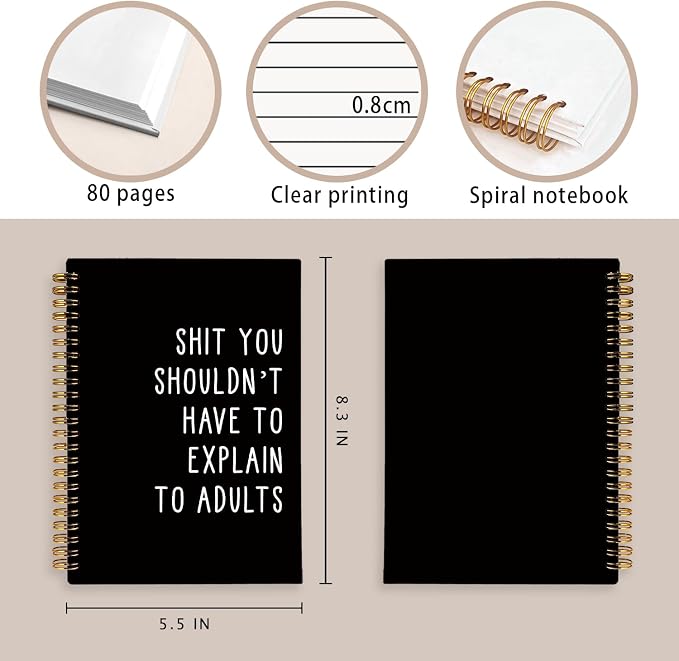 Sarcastic Notebooks for Work, Funny Notebooks Journal | Funny Office Gifts for Coworkers, Funny Notebooks for Work, Office Humor Gifts, Black Hardcover Spiral Notebook 5.5x8.3 Inch