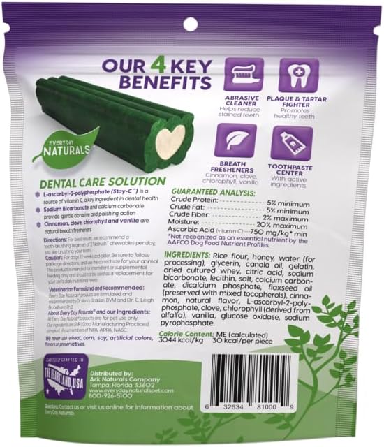 Every Day Naturals Dog Dental Chew, No Brush Toothpaste for Small Breeds, Freshens Breath, Unique Texture Helps Reduce Plaque & Tartar, 10 oz, 1 Pack