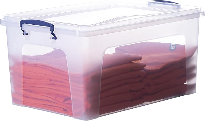 Superio 36 Quart Clear Plastic Storage Boxes with Lids, Stackable Organizer Containers, BPA-Free Storage Bins for Home, Office, School & Dorm, 6 Pack