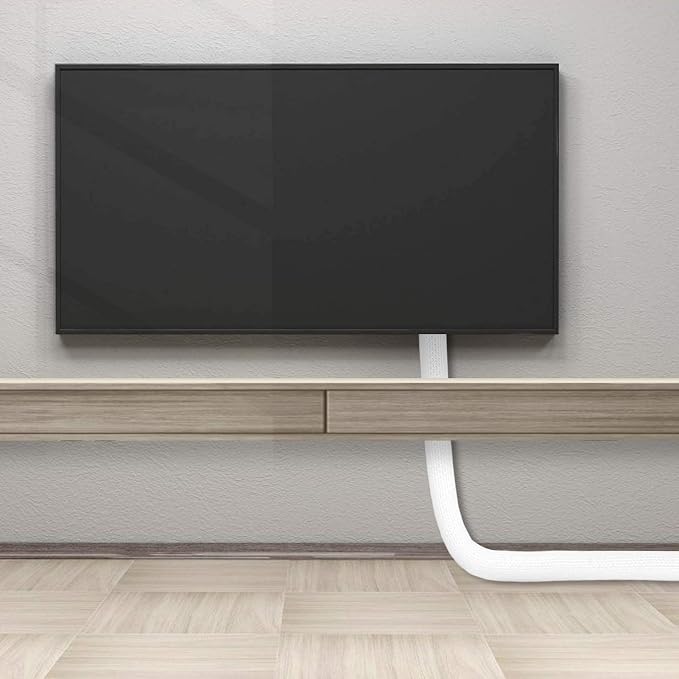 6.6ft, 1.2 inch White Cable Sleeve | Cable Organizer for Desk PC TV Computer, Wire Protector Cable Wrap Cover, Cord Management for Home Office