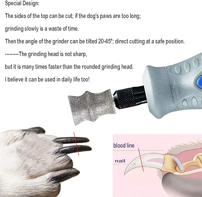Diamond Dremel Dog Nail Grinder Bits for Rotary Tool-1/8'' Dremel Dog Nail Grinder Attachment-Pet Nail Grinder Bit Work for Animals Nail Care Large B 2P