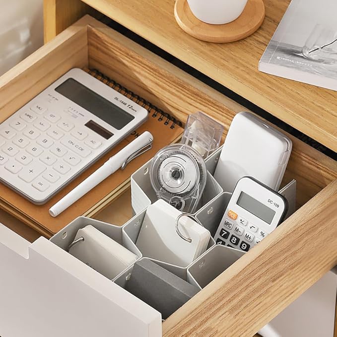 Drawer Divider Organizer Adjustable DIY Grid Honeycomb Drawer Divider for Underwear Belt Scarf Socks Gray