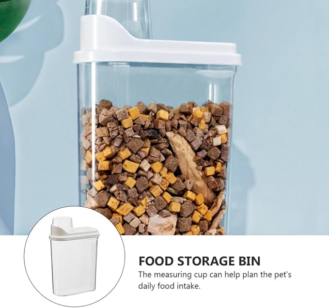 Pet Food Storage Container Snack Tank Food Storage Bin with Double-layer Sealing and Duckbill Dumping Spout, White Abs and Silicone for Freshness