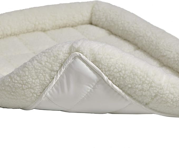 MidWest Homes for Pets QuietTime Dog Bed - White Fleece Bolster, Ultra-Soft and Machine Washable, Fits 42-Inch Crates and Carriers, for Large Breed Dogs