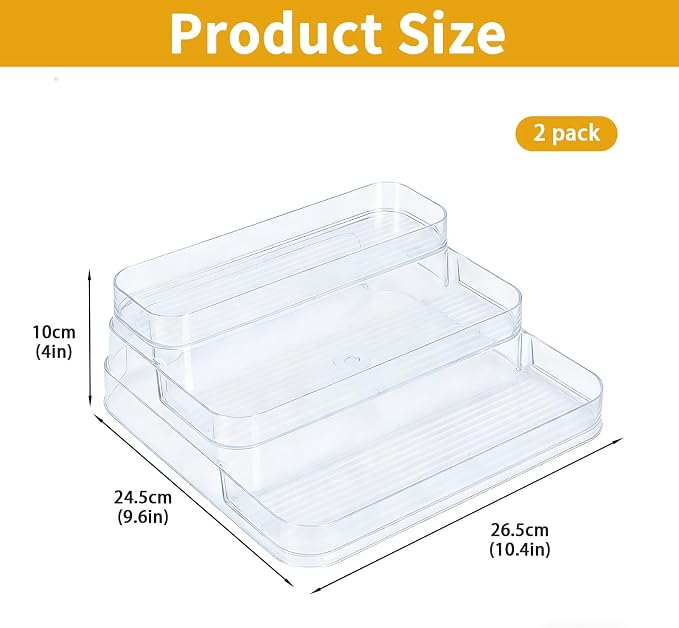 Medicine Cabinet Organizer 3 Tier Plastic Spice Organization for Cabinet Vitamin Organizer Countertop Step Shelf Makeup Organizer Countertop for Bathroom Kitchen Pantry Home Storage