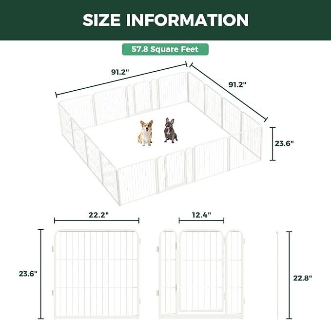 FXW Homeplus Indoor Dog Playpen, 24" H, 16 Panels, for Puppies & Small Dogs | Stress-free play, Heavy-duty, Semi-open design, Easy setup, Threshold-free gate, Expandable, Patented