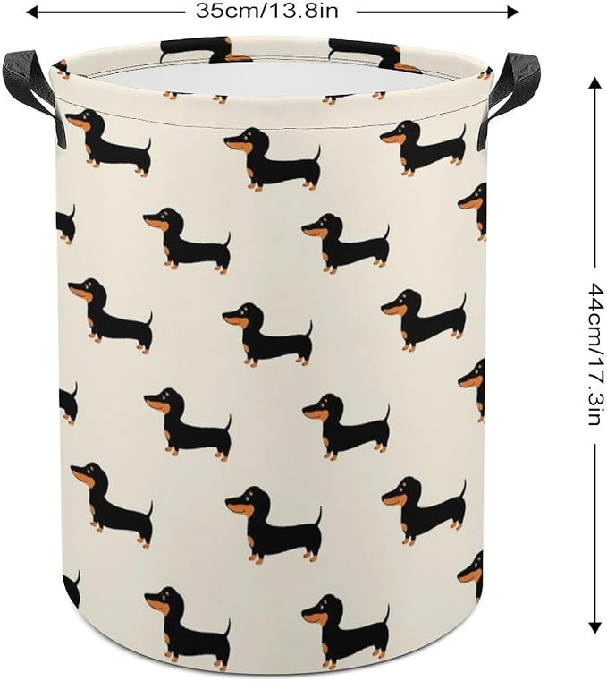 Collapsible Storage Hamper with Handles Doxie Dachshund Weiner Dog Pet, Waterproof Laundry Basket for Clothing, Toys, and Bathroom Use