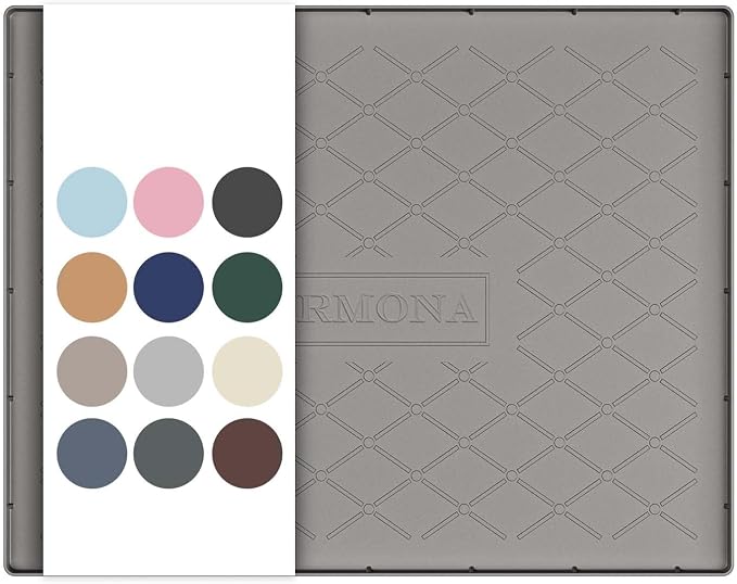 URMONA 25" x 22" Waterproof Silicone Mat in Multiple Sizes & Colors, Under Sink Mat for Kitchen & Bathroom, Pet Food Pad for Dogs & Cats, Kitchen Cabinet Liner, Multi-Purpose for Storage(Beige)