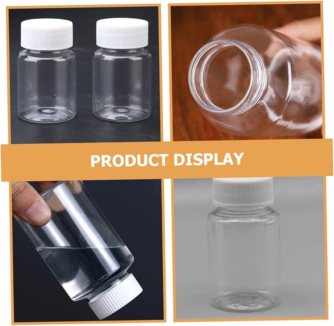 PartyKindom 40pcs Plastic Dispensing Bottles Pet Medicine Bottles Caps Empty for Pills Medicine Organizer for Travel Business