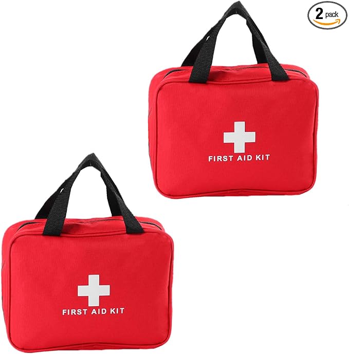 First Aid Bag First Aid Kit Empty Medical Storage Bag Red Trauma Bag for Emergency First Aid Kits Car Workshop Cycling Outdoors (Red 2PCS)
