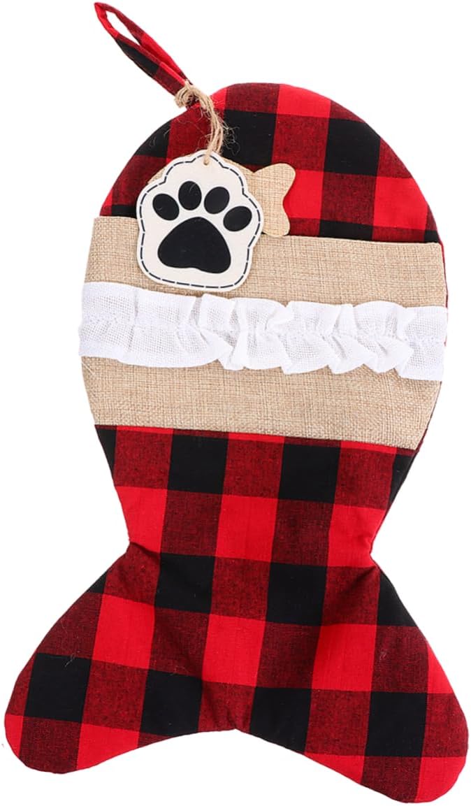 VICASKY 1Pc Christmas Pet Stocking Bag Charming Holiday Pouch for Pets Storage for Christmas and Decorations for Parties and Festive Occasions