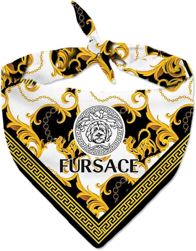 Dog Bandana FURSACE Designer Fashion Clothes Scarf kercheif for Small Medium and Large Dogs. Funny Parody Gift for Girl or boy Dog Soft Durable Fabric, Adjustable tie-on Style Triangle