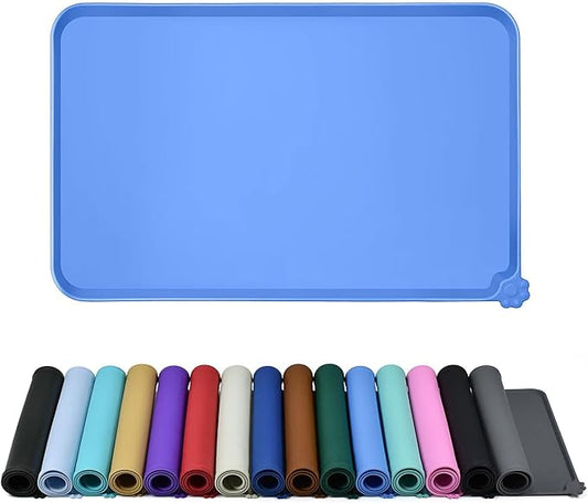 Reopet Waterproof Pet Feeding Mat, Non-Slip Silicone Placemats for Dog Cat Food and Water Bowl, High Raised Edges to Prevent Spills and Protect Floors