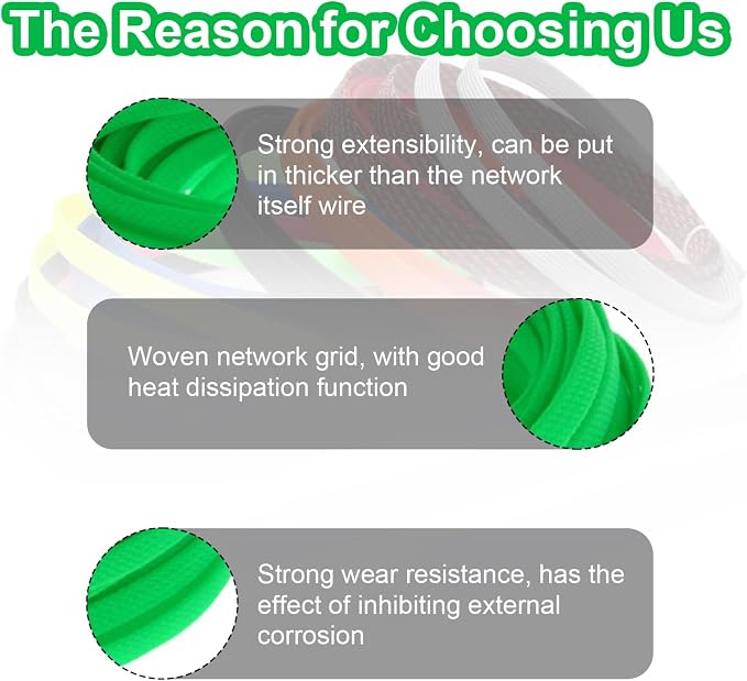 Heyiarbeit 10m/32.8ft PET Expandable Braid Cable Sleeving Flexible Wire Mesh Sleeve Fluorescent Green 6mm