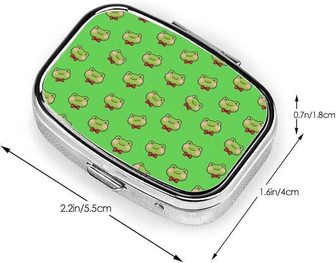 Outdoor Pill Box Rugged Medicine Case Waterproof Supplement Organizer Backpacking Gear, Cute Green Frogs
