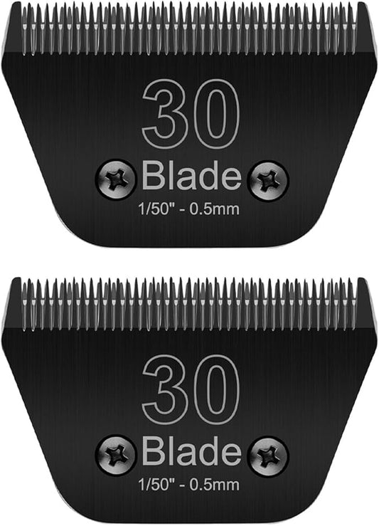2PCS 30W Wide Blades for Dog Grooming Blades Compatible with Andis Dog Clippers,Stainless Steel Dog Clipper Blades Compatible with Oster A5,Wahl km10 for Animal Dog,Cat,Horse,Black