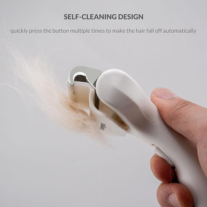 Self Cleaning Grooming Rake Brush for Shedding Gently Removes Loose Undercoat Mats Tangled Deshedding Grooming Tool for Dogs Cats Extra Wide (White)