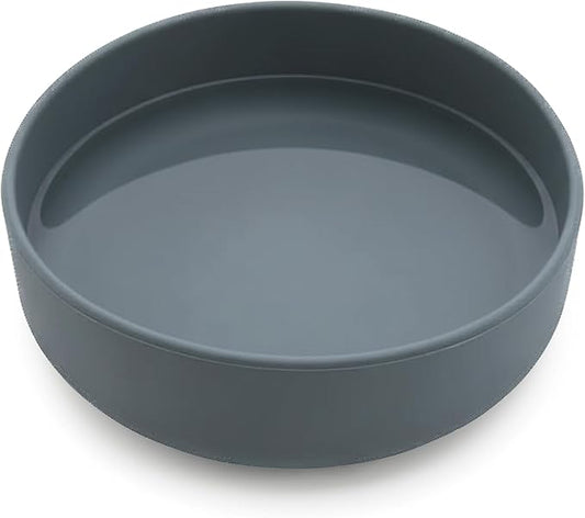 Should We Go? Dog Water Bowl - The Perfect Dish No-Spill, Less Mess Non-Tippable Water & Food Bowl, Silicone with Suction Cup, Fits 5 Cups 7.5" Across x 2.25" Tall, Ideal for All Pets, Medium-Charcoal