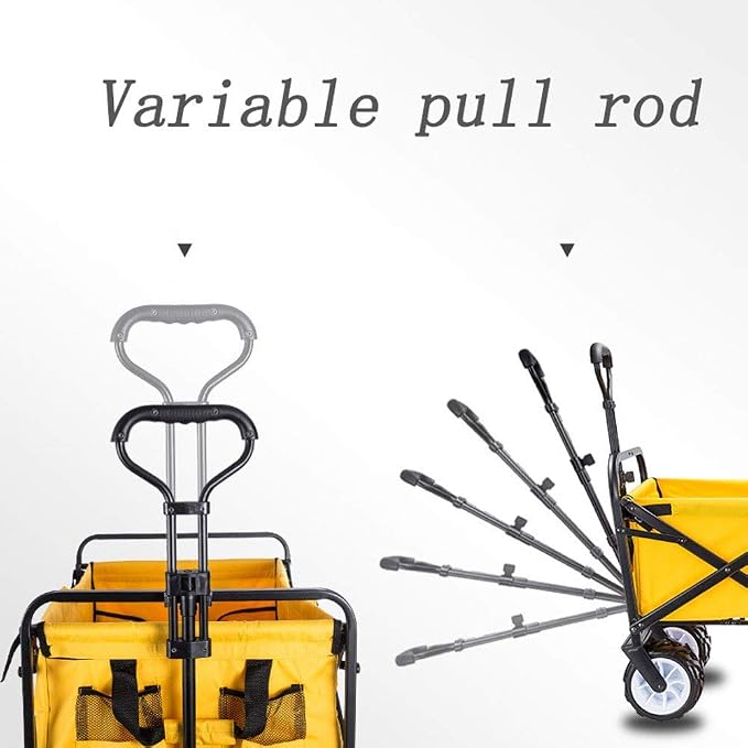 Folding Camping Cart- 90KG Capacity Outdoor Push Wagon Trolley with Safety Belt for Garden Outdoor Camping Picnic Travel Shopping Pet