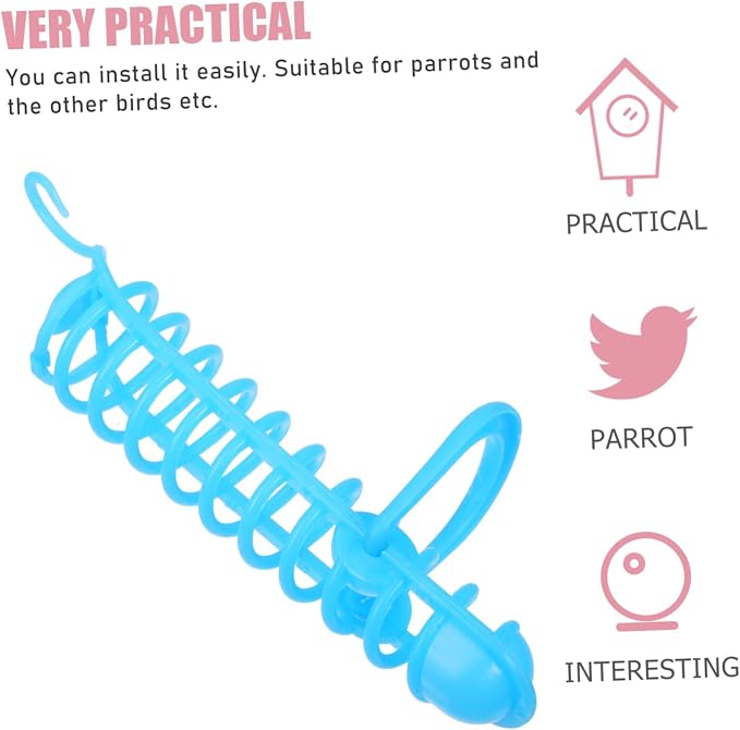 Parrot Feeding Rack Hanging Fruits Device with Safety Lock Stand Design for Parrots and Other Birds Easy Installation Blue