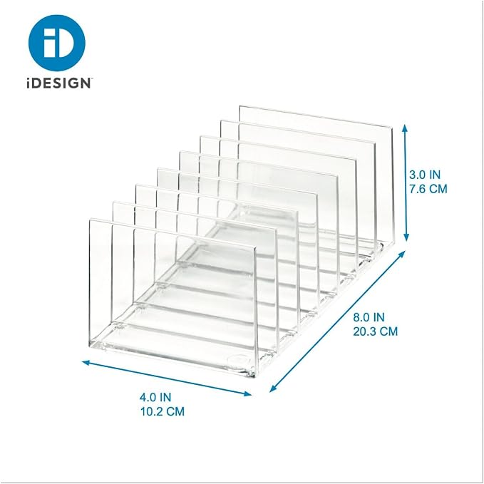 iDesign The Sarah Tanno Collection Plastic Cosmetics and Makeup Palette Organizer, 7-Compartment, Clear, 20.3 cm × 10.1 cm × 7.6 cm | 7-Compartment, Makeup Palette Organizer