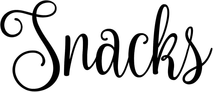 Snacks 5w x 2h Label | Kitchen Pantry Organization | Die Cut Vinyl Decal | Black Fancy Font (Sticker Only)