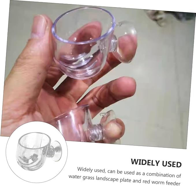 VALICLUD 2pcs Aquarium Fish Feeder Cups Acrylic Wall-Mounted Fish Food Dispensers for Tank Feeding Red Worm Bait Holder for Shrimp and Supplies