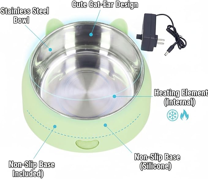 Heated Pet Bowl 1.5L Slanted Water Dispenser 15 Degree Angle On Off Switch for Dogs Cats Prevents Freezing Below 32掳F Winter Outdoor Use Comfortable Drinking Posture
