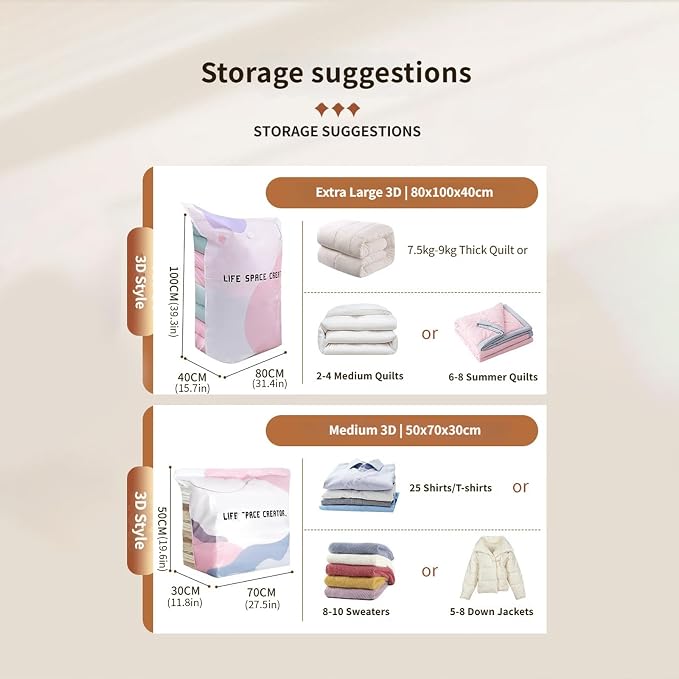 Vacuum Storage Bags Design for Quilt and Clothes Bedding Organizers for Closet Moving Dorm Vacuum Storage Pack