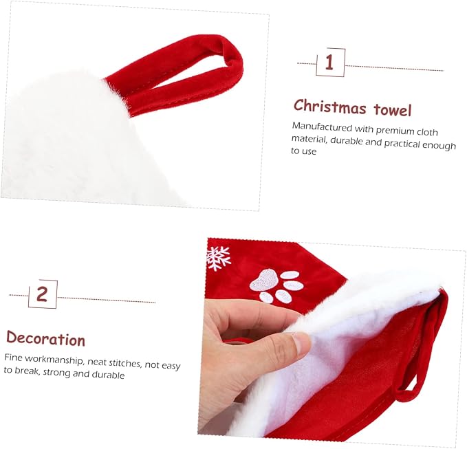 1pc Christmas Stocking Decor Pet Paw Print Embroidered Hanging Sock for Holiday Decorations Adorable Candy Storage for for Boys and Girls Christmas