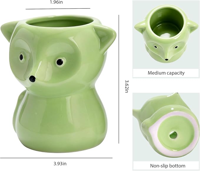 Ceramic Fox Shaped Pen Pencil Holder for Desk Decoration Accessories Fox Decor Makeup Brush Pen Cups Office School Ideal Gifts for Women, Mom or Birthdays