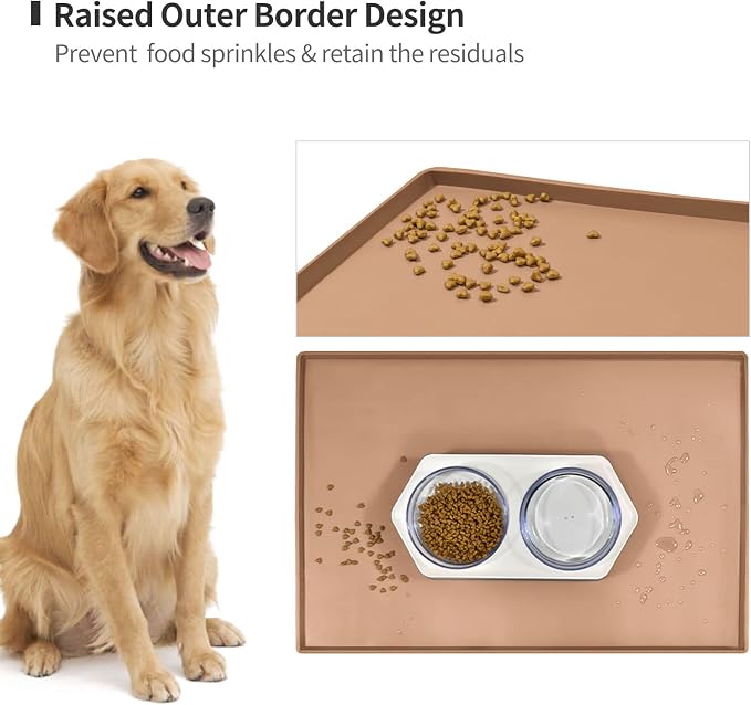 Silicone Dog Food Mat Waterproof Pet Feeding Tray for Large Dogs