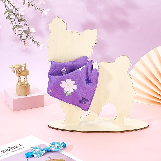 AHANDMAKER Wooden Dog Silhouette Display Stand Blank Pet Scarf Holder Dog Bib Rack for Pet Photography Craft Show PropsStore Display Photo Props Pet Accessory Booth
