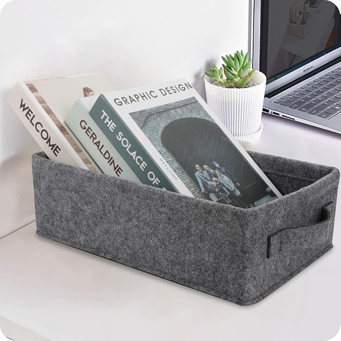 Small Storage Basket Modern Storage Baskets Felt Collapsible Baskets Storage Bins for Cellphone Earphone Chargers Cables Make Up Hair Supplies Fabric Drawers Storage Basket Cute Bin