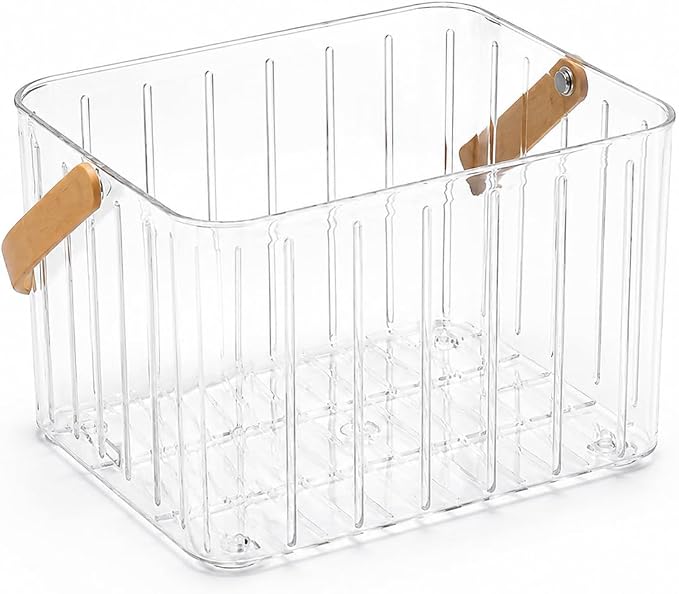 Clear Storage Basket Organizer, Portable Storage Box Bins for Use & Outdoor Camping, Transparent White