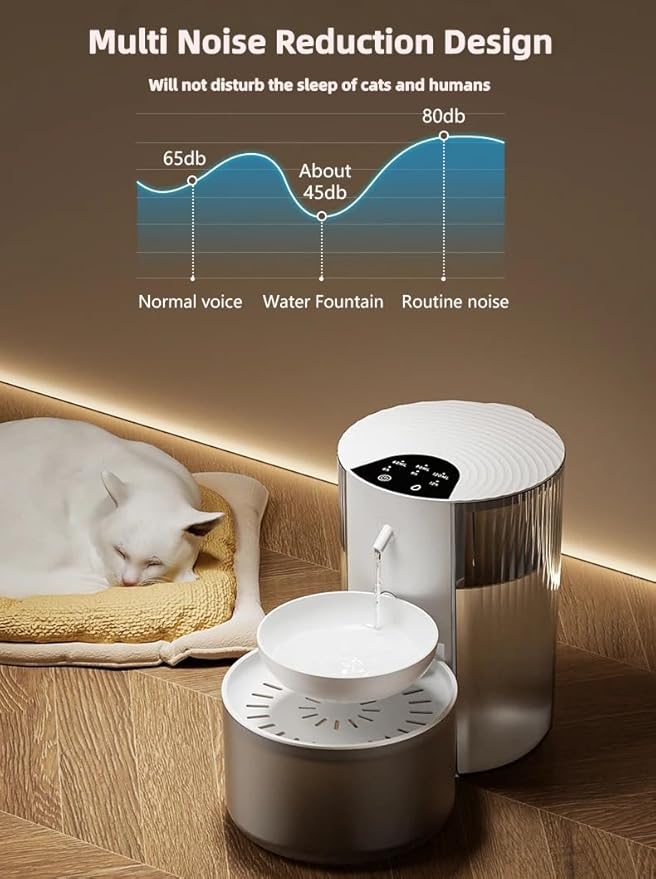 Wireless Cat Water Fountain Cordless No Filters, 4.5L Automatic Wastewater Separation Pet Water Fountains for Cats Indoor, Quiet Cat Dog Water Dispenser Rechargeable Kitty Drinking Fountains for Pets